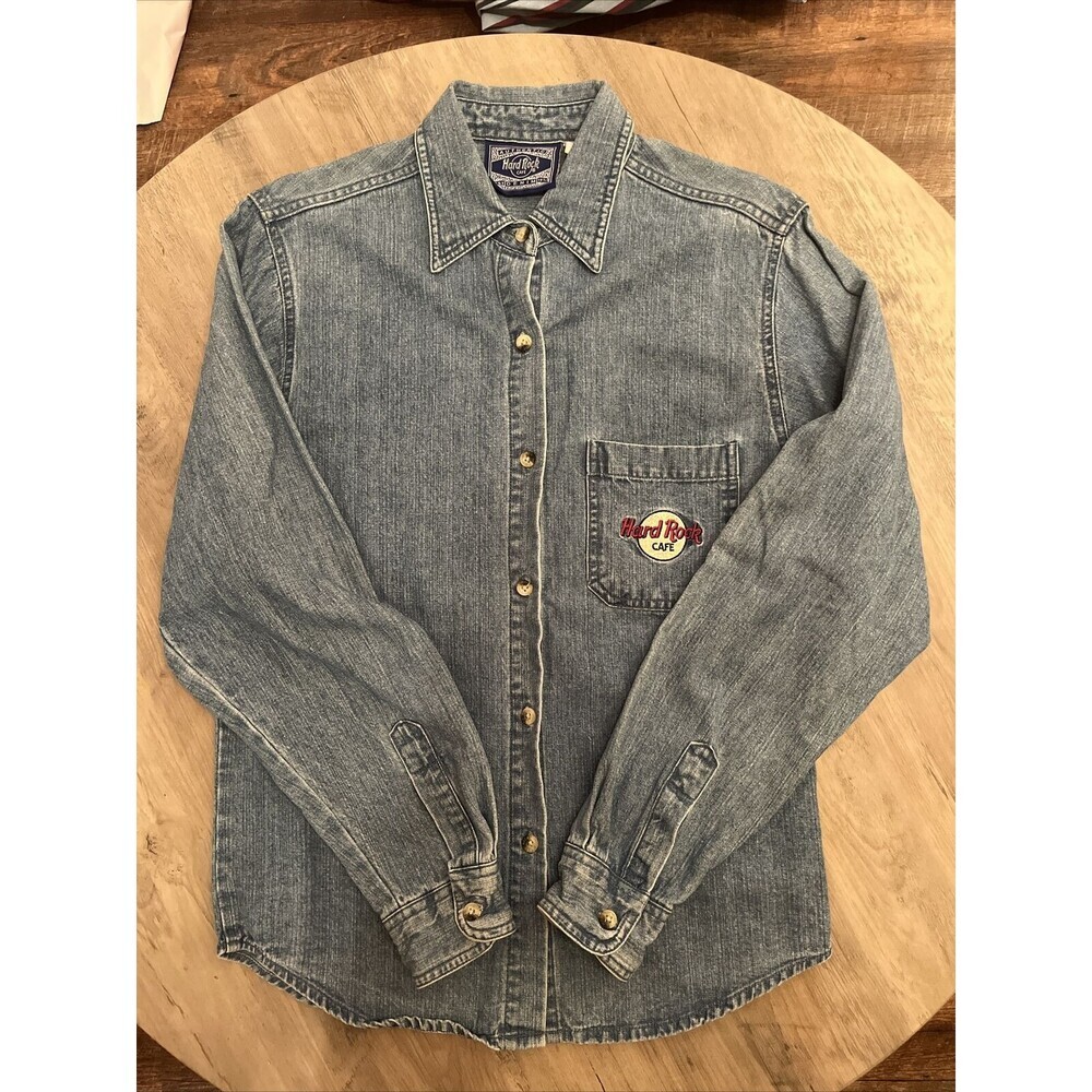 Hard Rock Cafe Denim Jean L/S Button Shirt EUC Myrtle Beach Size MEDIUM